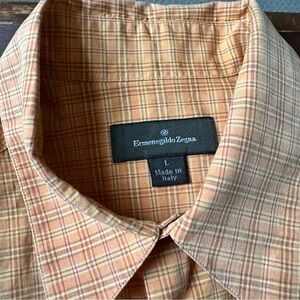 Ermenegildo Zegna Italian Made Marigold Plaid Short Sleeve Shirt Sz L